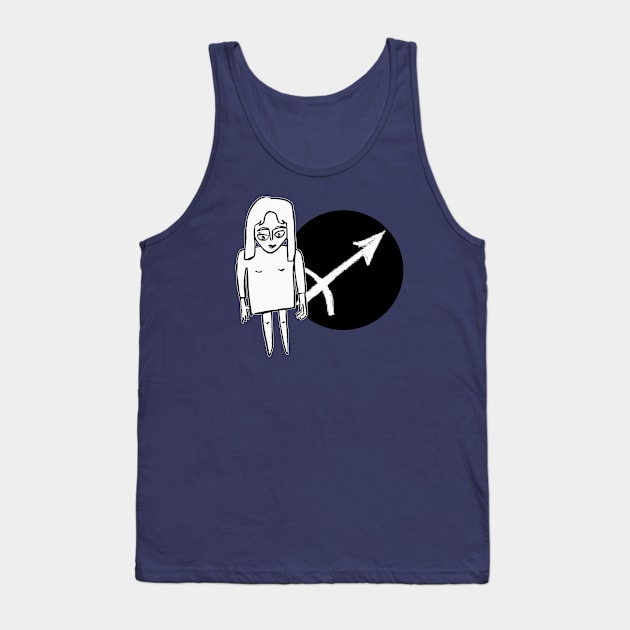 Sagittarius Zodiac Woman, Sagittarius Girl Tank Top by badlydrawnbabe